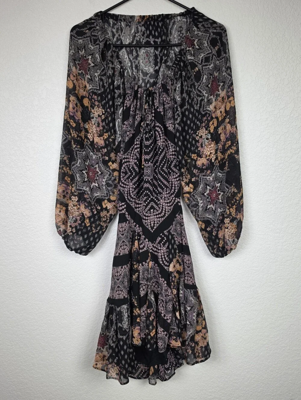 Free People Mini Long Sleeve Open Back Dress